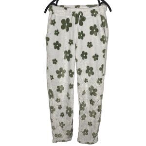Free Haven Fleece Floral Pajama Lounge Pants Boho Womens M ( XS S ) White Green